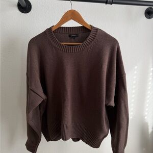 Quince 100% Cotton Chocolate Brown Crewneck Oversized Sweater